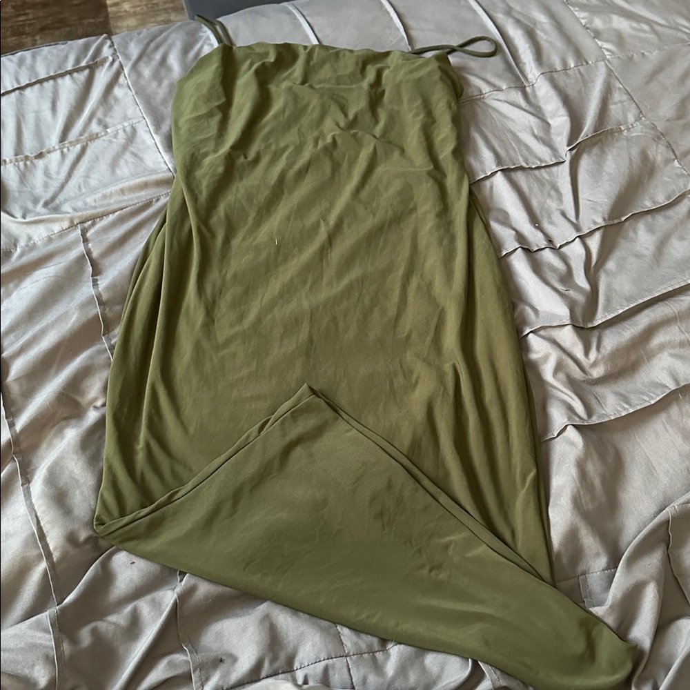 Fashion Nova Slinky Khaki Green Dress